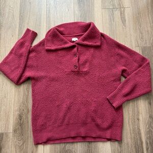 Aerie Women's Collared Button Pullover Sweater - maroon size small